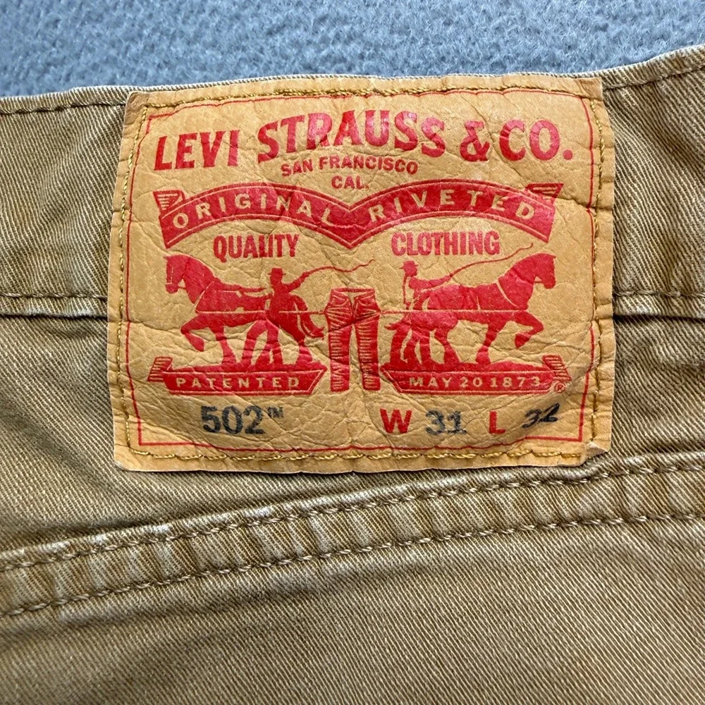 Levi's 502 Taper Pants Mens 31x32 (FIT 31x28) Brown Stretch Regular Chinos Work